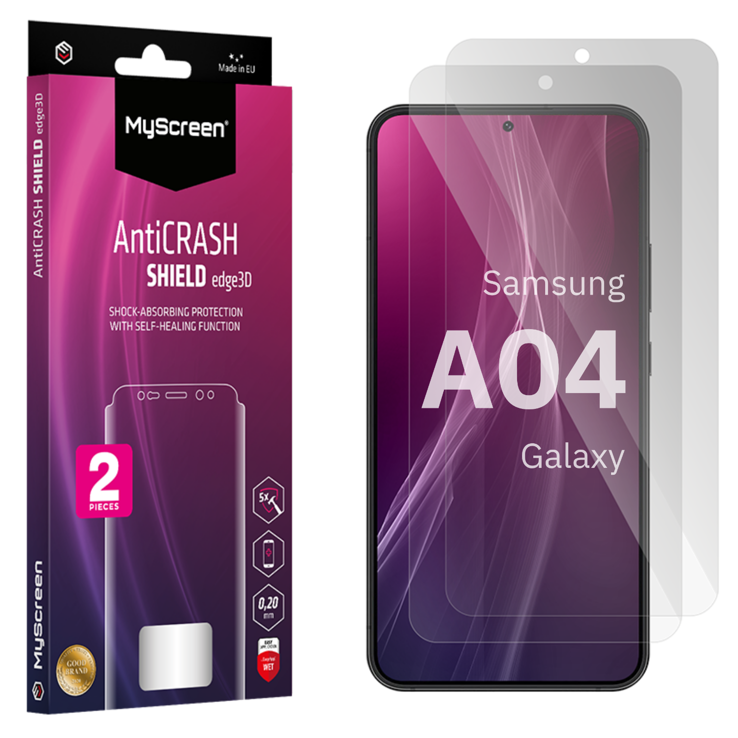 2x Folia ochronna do  Samsung Galaxy A04 AntiCRASH SHIELD edge3D