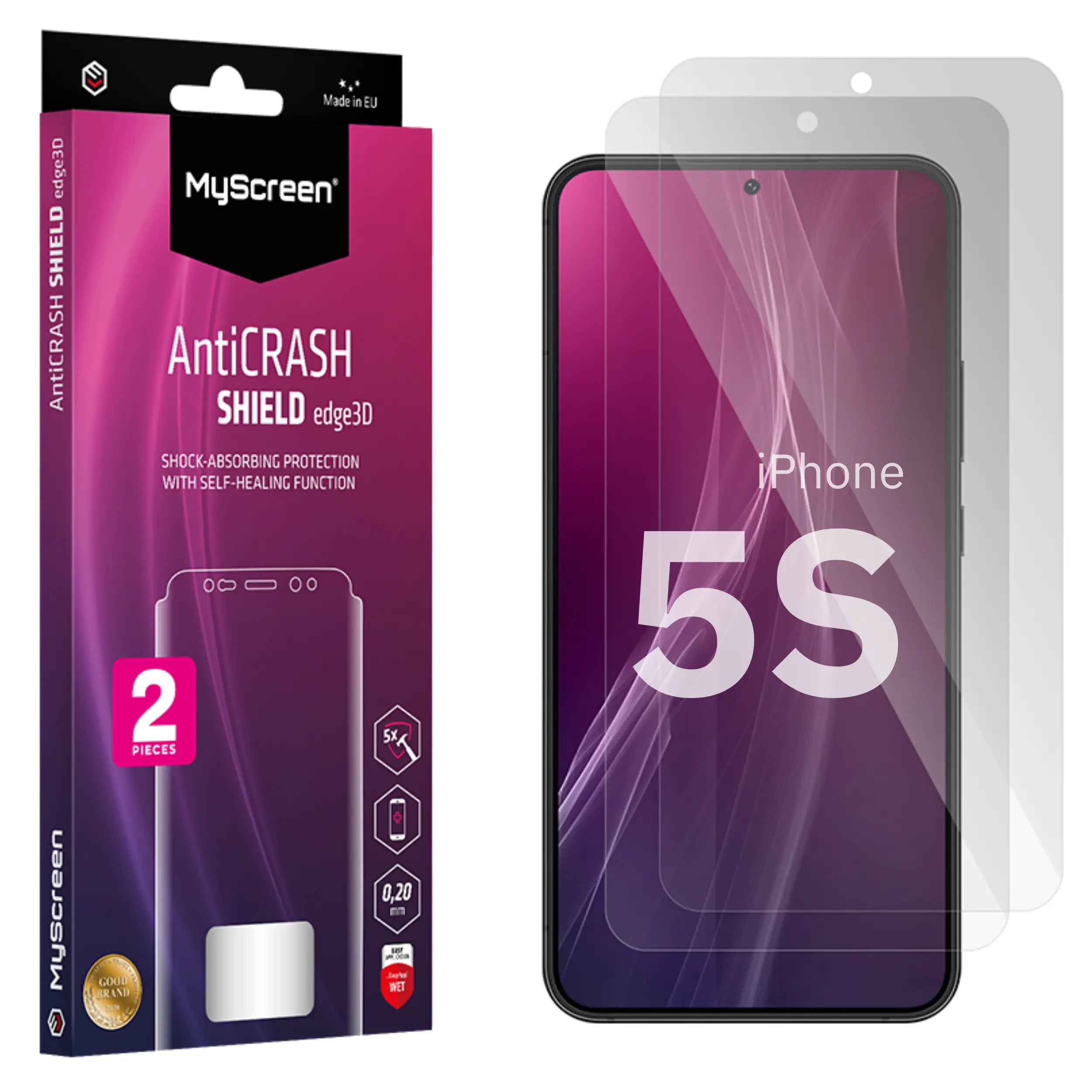 2x Folia ochronna do  Apple Iphone 5S AntiCRASH SHIELD edge3D