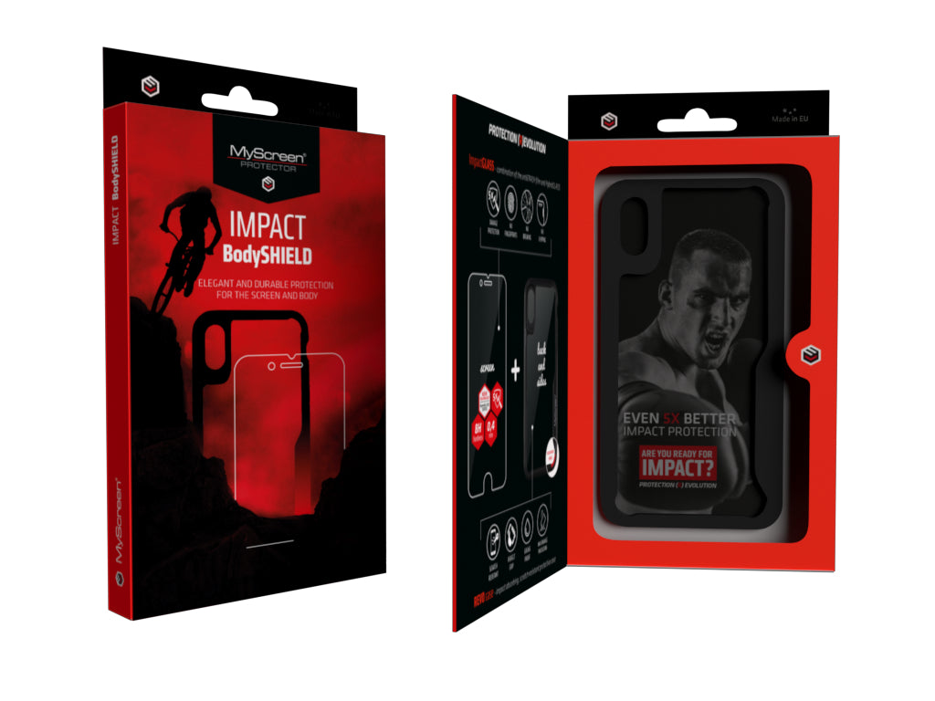 Apple iPhone XR -  ZESTAW antyuderzeniowe szkło hybrydowe + pokrowiec ochronny MyScreen IMPACT BodySHIELD REVO