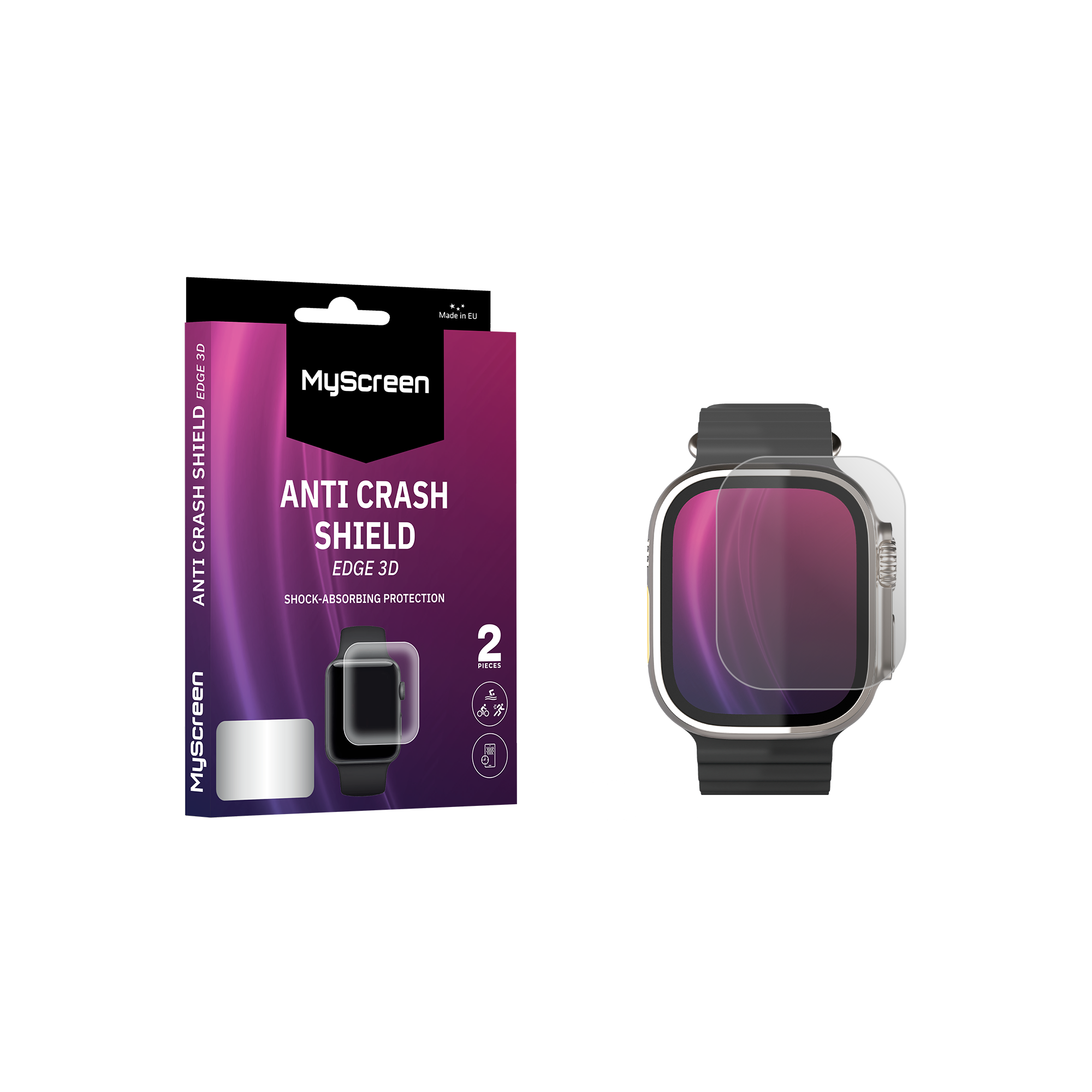 2x Folia ochronna do Apple Watch Ultra 1/2/3 49mm AntiCRASH SHIELD edge3D
