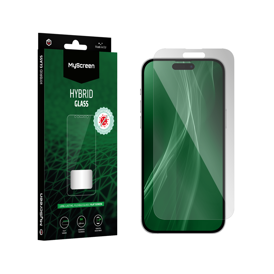 Szkło hybrydowe antybakteryjne do Apple iPhone 15 6.1" MyScreen HYBRID GLASS BacteriaFREE