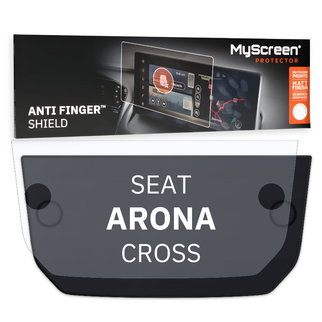SEAT ARONA FR CROSS 2017 / 2021 FRONT CENTRE DASHBOARD 01 8" - Matowa folia antyodciskowa MyScreen ANTI FINGER SHIELD
