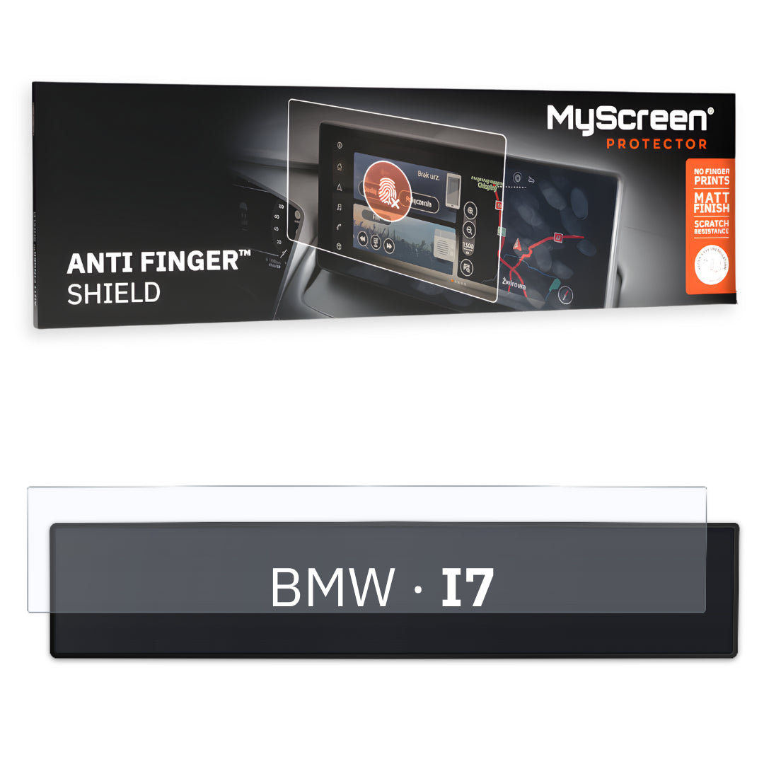 BMW i7 LIMUZYNA 2022 / + FRONT CENTRE DASHBOARD 01 27,2" - Matowa folia antyodciskowa MyScreen ANTI FINGER SHIELD