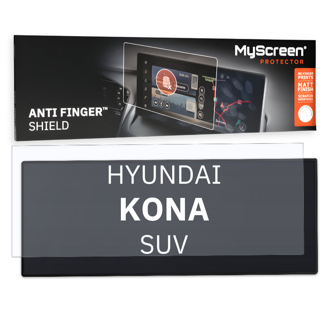 HYUNDAI KONA SUV 2023 / + FRONT CENTRE DASHBOARD 01 1z2 12,3" - Matowa folia antyodciskowa MyScreen ANTI FINGER SHIELD