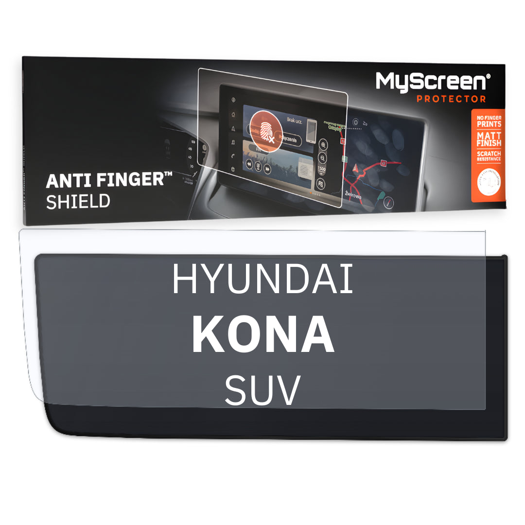 HYUNDAI KONA SUV 2023 / + FRONT CENTRE DASHBOARD 01 2z2 12,3" - Matowa folia antyodciskowa MyScreen ANTI FINGER SHIELD