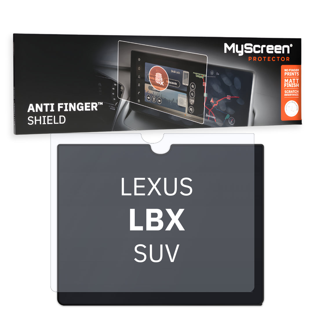 LEXUS LBX SUV 2024 / + FRONT CENTRE DASHBOARD 01 9,8" - Matowa folia antyodciskowa MyScreen ANTI FINGER SHIELD