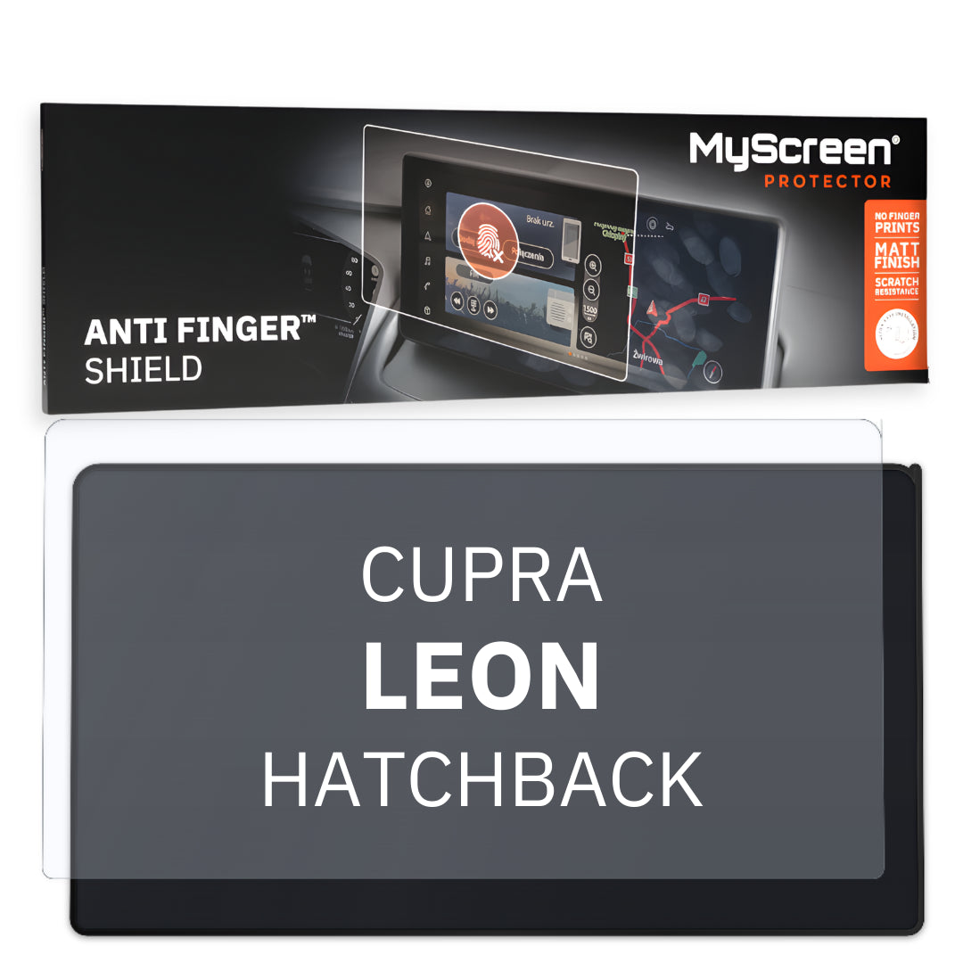CUPRA LEON HATCHBACK 2024 / + FRONT CENTRE DASHBOARD 01 12,9" - Matowa folia antyodciskowa MyScreen ANTI FINGER SHIELD