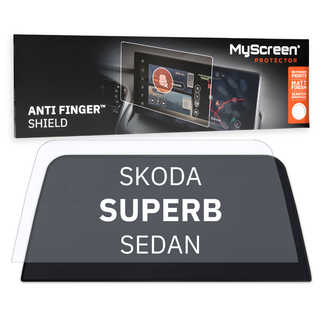 SKODA Superb Ambition SEDAN 2019 / + FRONT CENTRE DASHBOARD 02 8"  - Matowa folia antyodciskowa MyScreen ANTI FINGER SHIELD