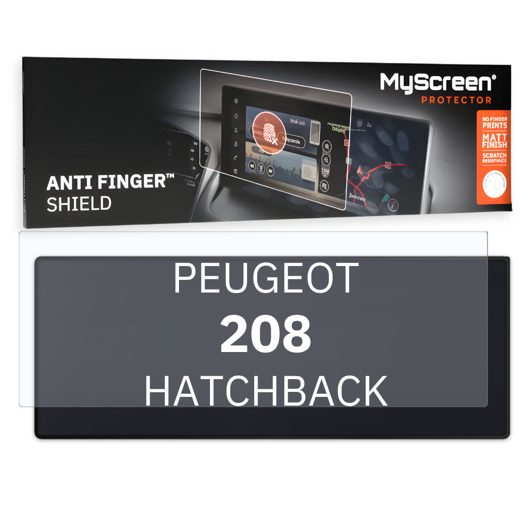 PEUGEOT 208 GT HATCHBACK 2024 / + FRONT CENTRE DASHBOARD 01 10"  - Matowa folia antyodciskowa MyScreen ANTI FINGER SHIELD