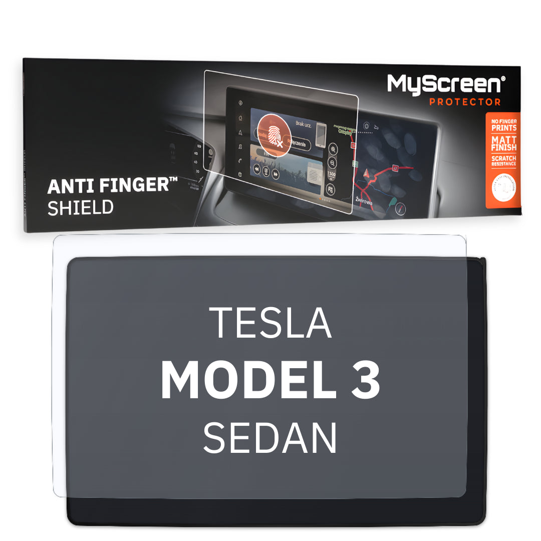 TESLA Model 3 (Juniper) SEDAN 2025 / + BACK CENTRE CONTROL PANEL *  - Matowa folia antyodciskowa MyScreen ANTI FINGER SHIELD