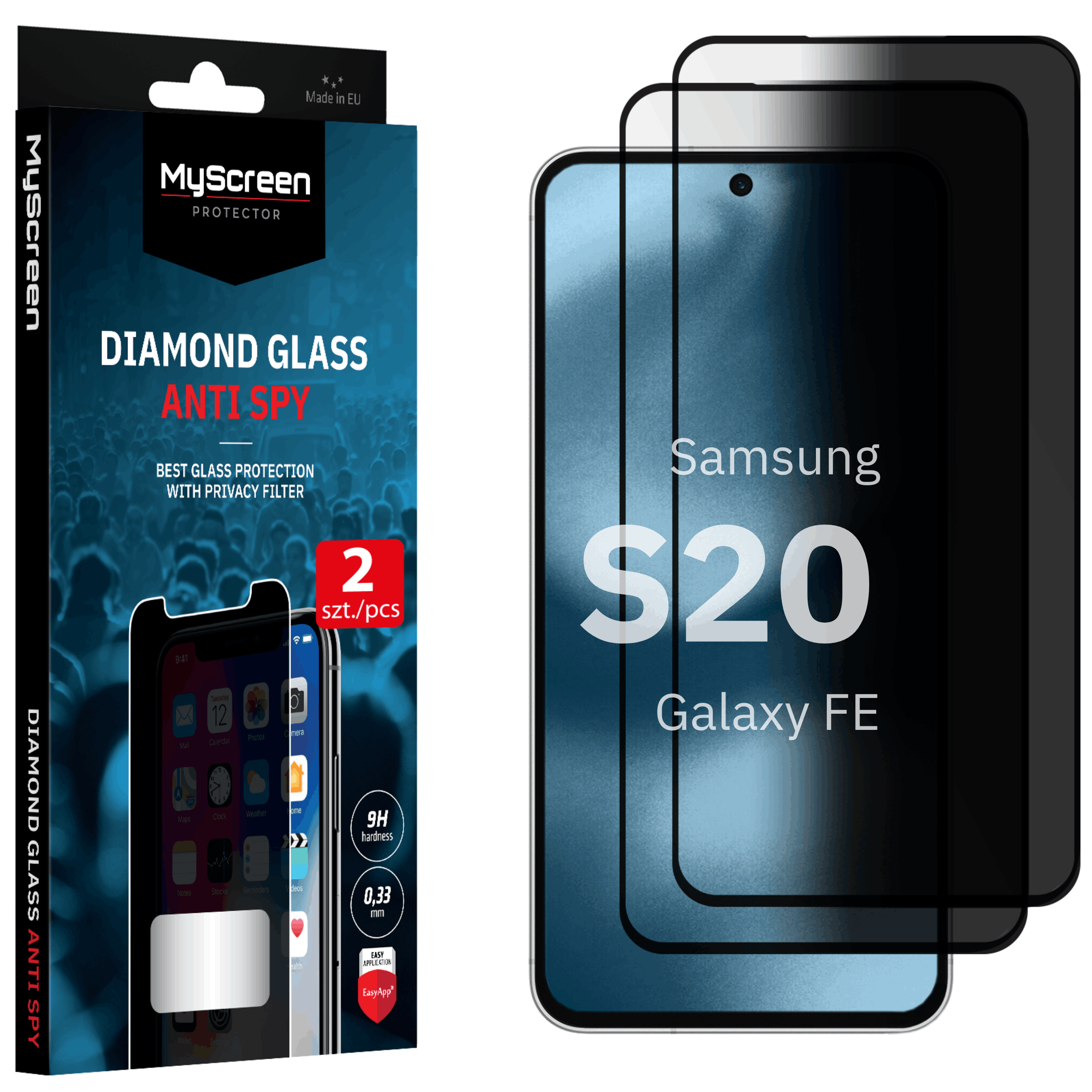 2x Szkło hartowane prywatyzujące do Samsung Galaxy S20 FE, S20 FE 2022 MyScreen DIAMOND GLASS AntiSPY