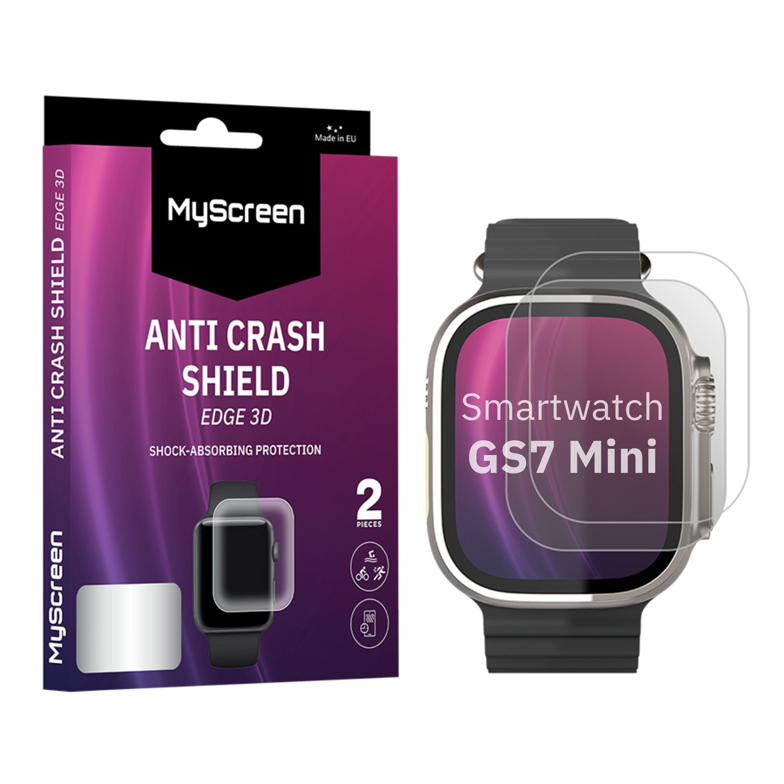 2x Folia ochronna do Smartwatch GS7 Mini AntiCRASH SHIELD edge3D