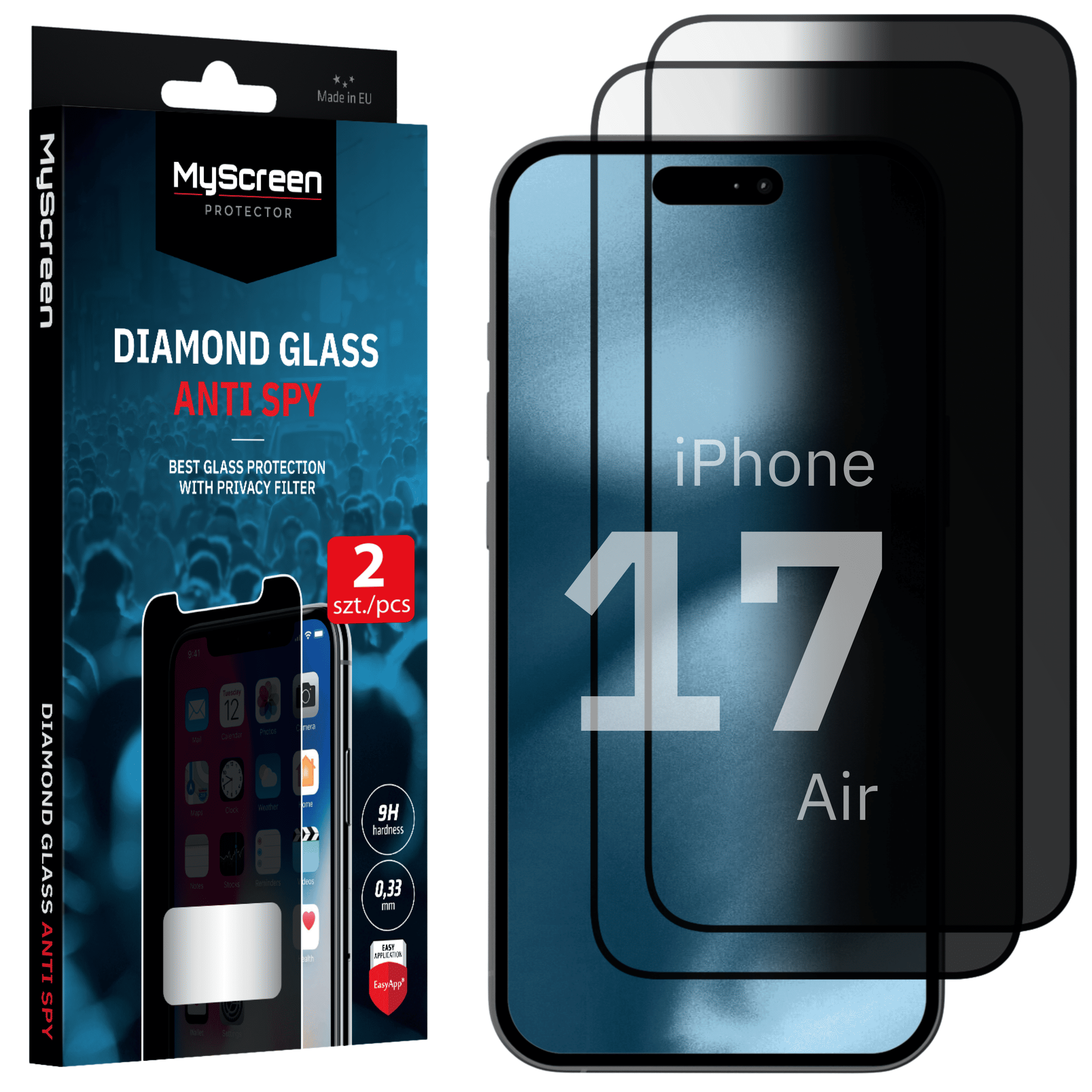 2x Szkło hartowane prywatyzujące Apple iPhone 17 Air MyScreen DIAMOND GLASS AntiSPY