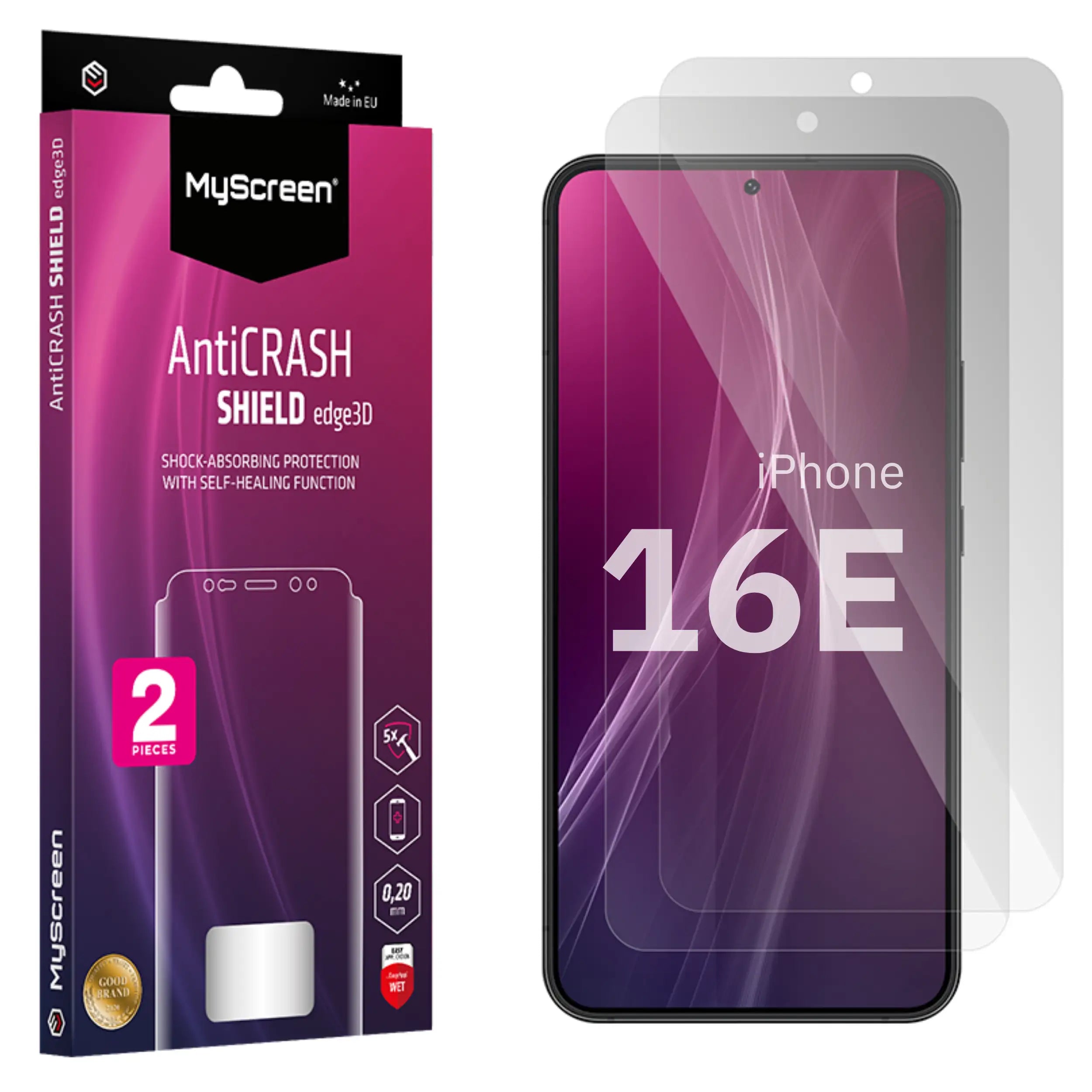 2x Folia ochronna do  Apple iPhone 16E AntiCRASH SHIELD edge3D
