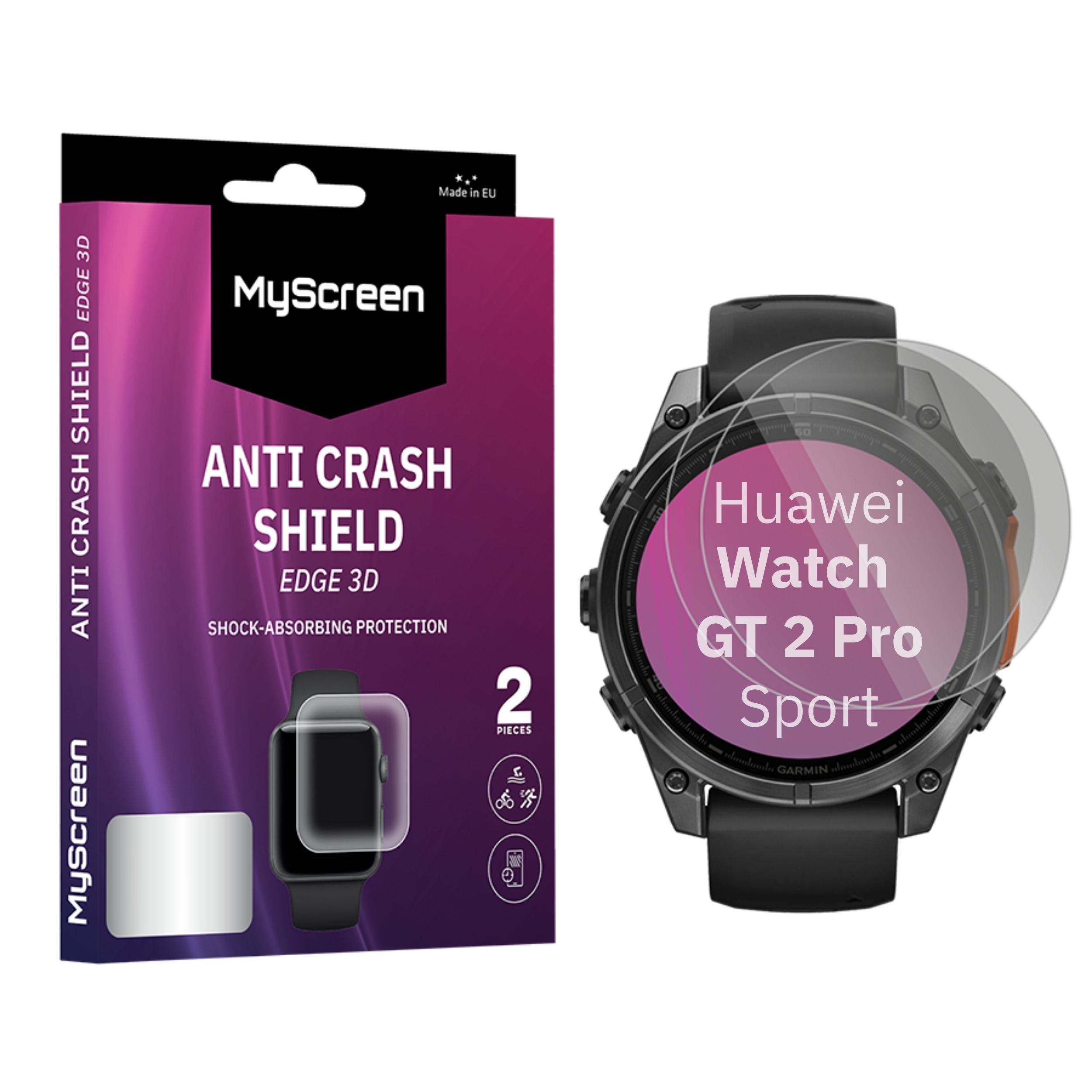 2x Folia ochronna do Huawei Watch GT 2 Pro Sport AntiCRASH SHIELD edge3D