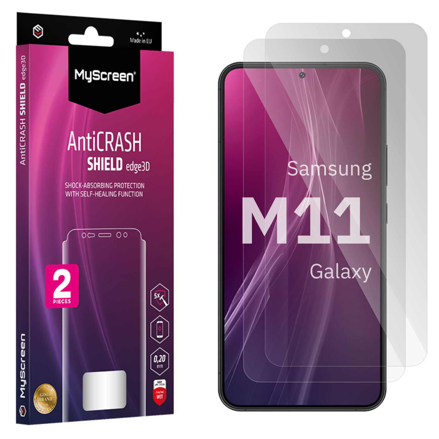 2x Folia ochronna do  Samsung Galaxy M11 AntiCRASH SHIELD edge3D