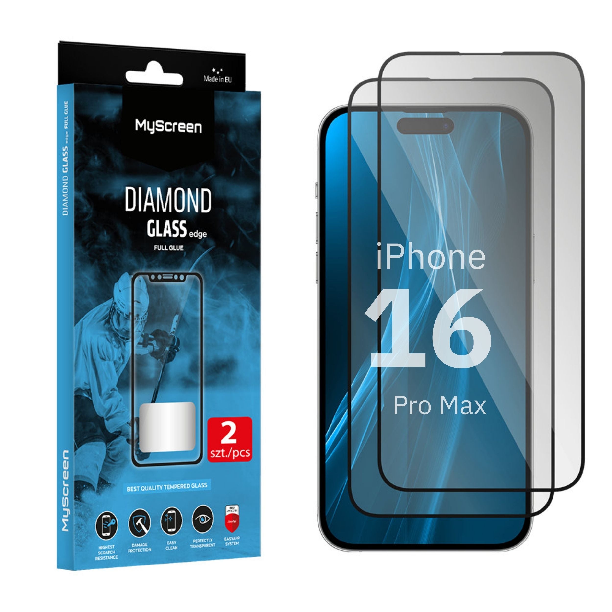 2x Szkło hartowane do iPhone 16 Pro Max MyScreen DIAMOND GLASS edge