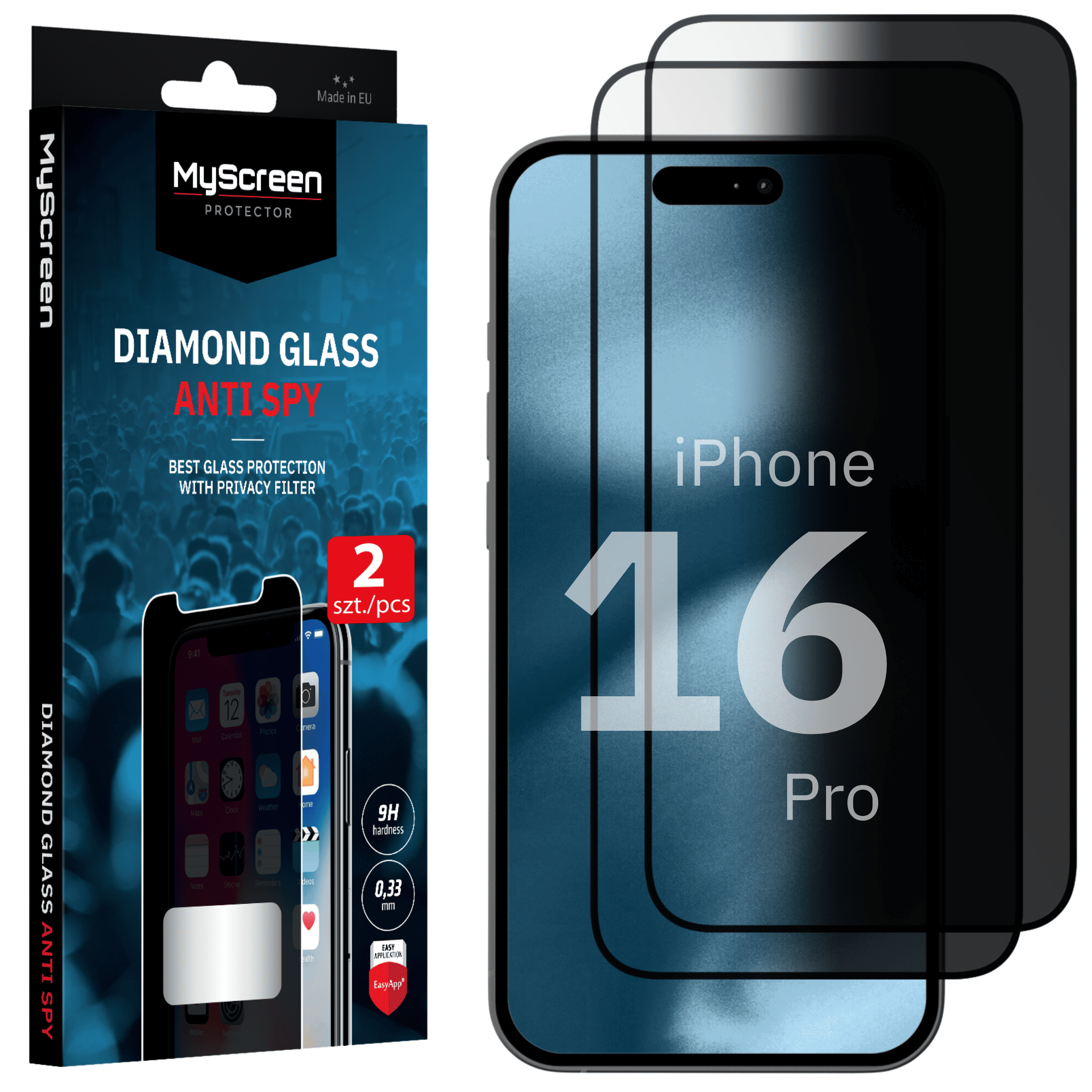 2x Szkło hartowane prywatyzujące Apple iPhone 16 Pro 6.3" MyScreen DIAMOND GLASS AntiSPY