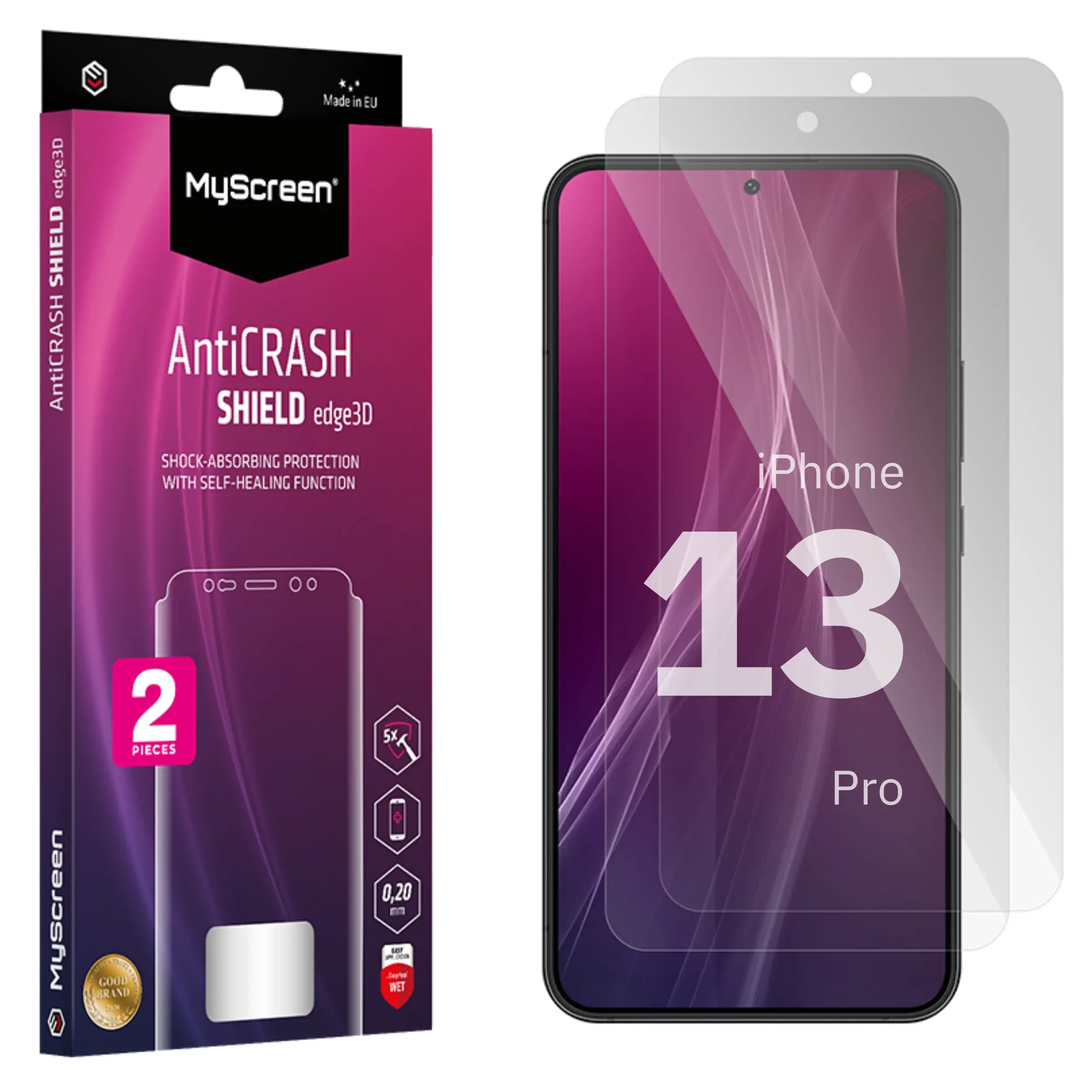2x Folia ochronna do  Apple iPhone 13 Pro 6.1" AntiCRASH SHIELD edge3D
