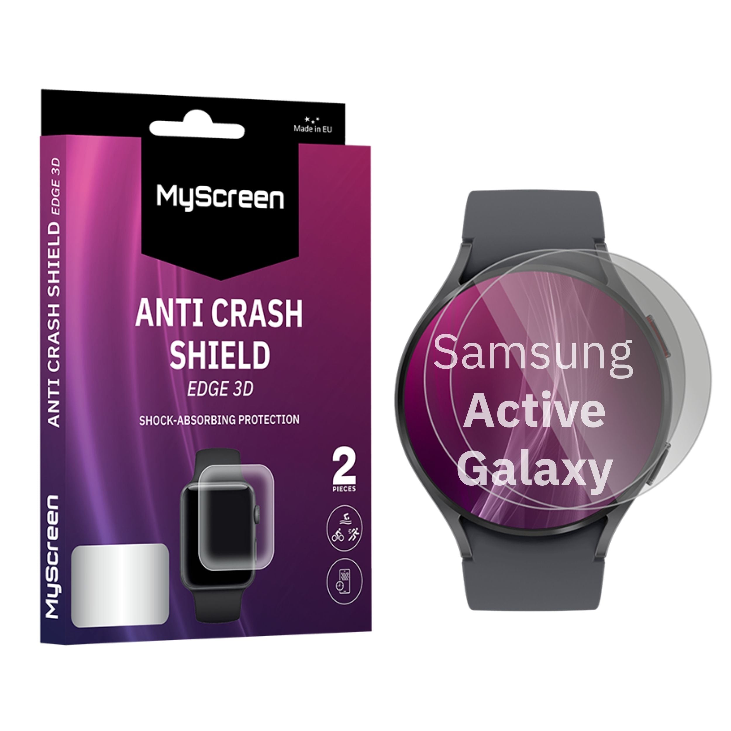 2x Folia ochronna do Samsung Galaxy Active Smartwatch AntiCRASH SHIELD edge3D