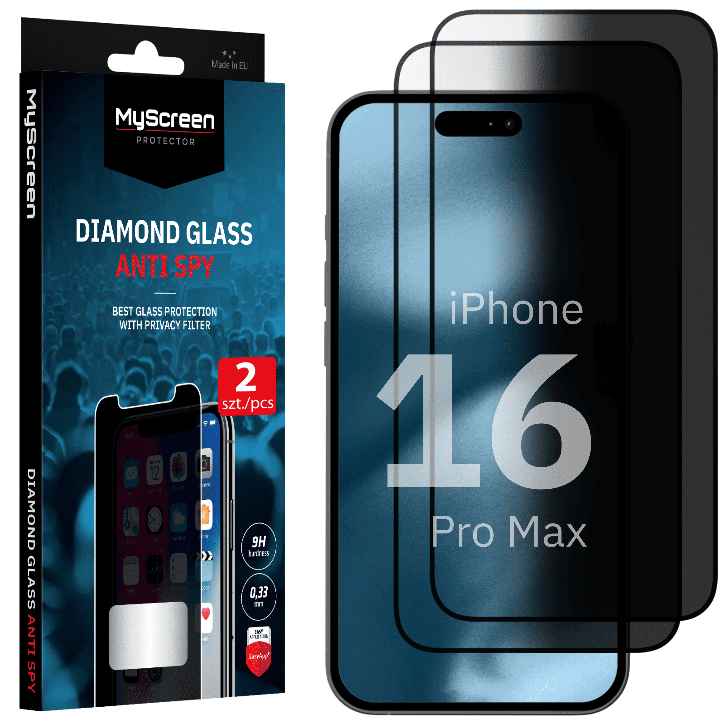 2x Szkło hartowane prywatyzujące Apple iPhone 16 Pro Max 6.9" MyScreen DIAMOND GLASS AntiSPY