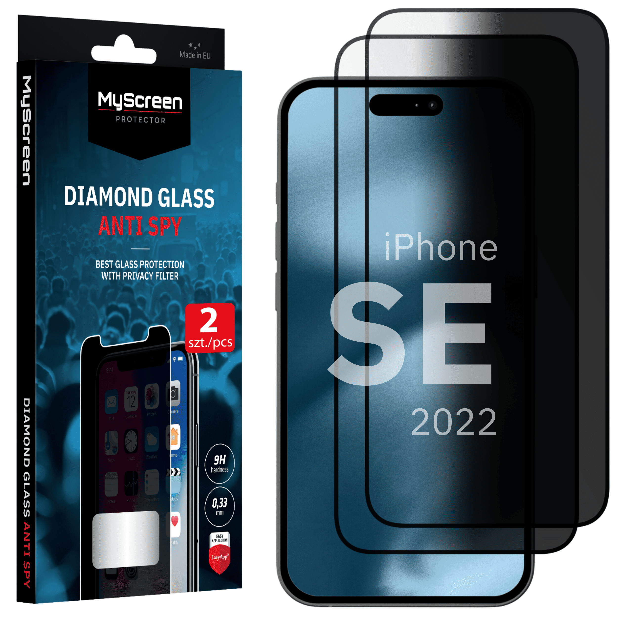 2x Szkło hartowane prywatyzujące do iPhone SE 2022 MyScreen DIAMOND GLASS AntiSPY