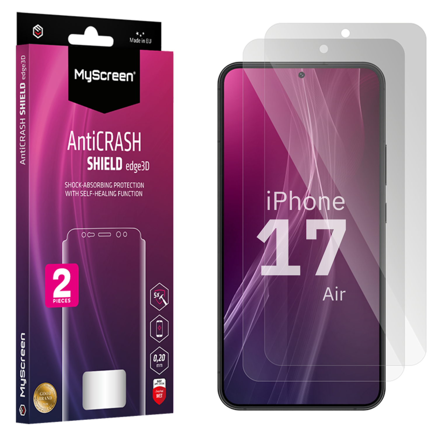 2x Folia ochronna do  Apple iPhone 17 Air AntiCRASH SHIELD edge3D