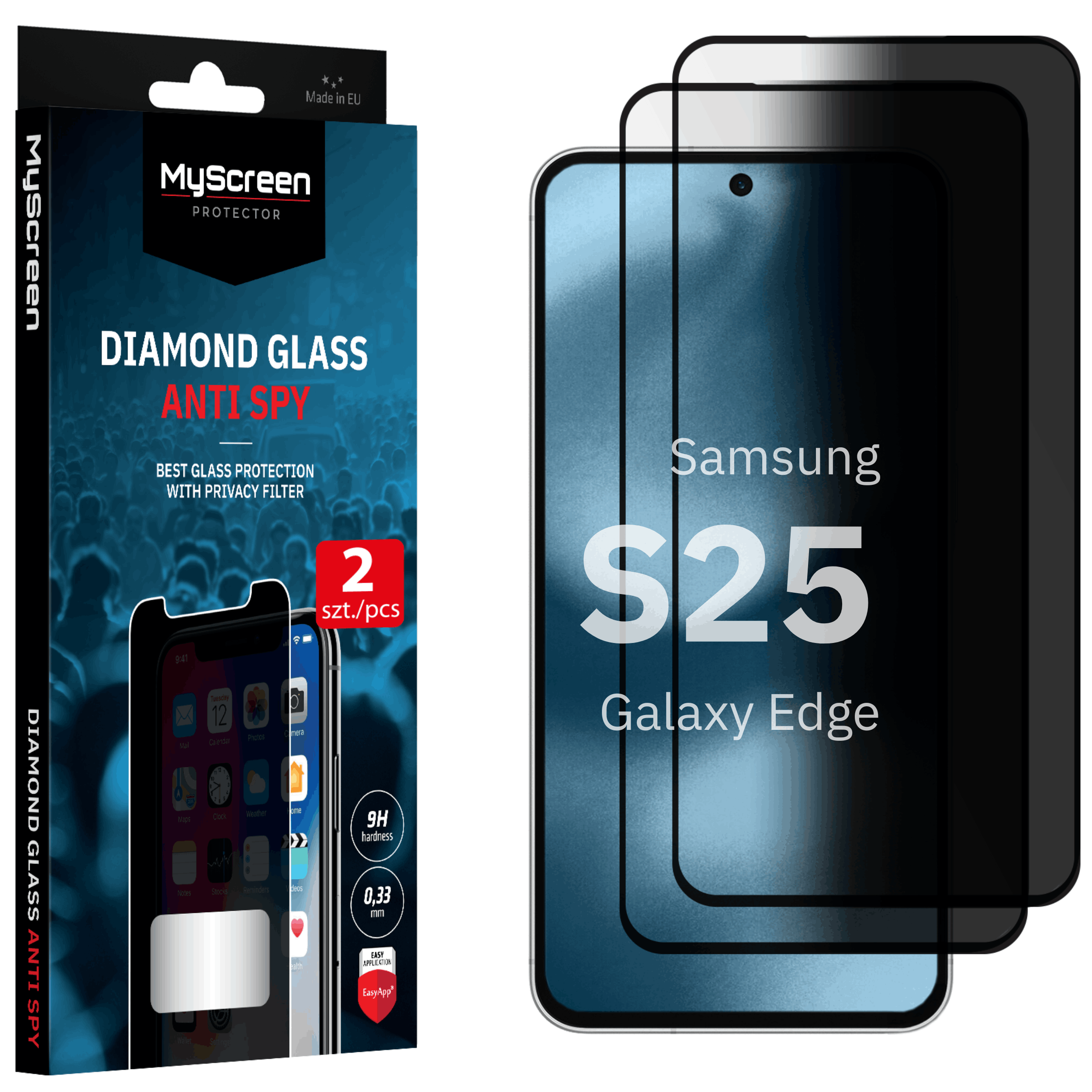 2x Szkło hartowane prywatyzujące do Samsung Galaxy S25 Edge MyScreen DIAMOND GLASS AntiSPY