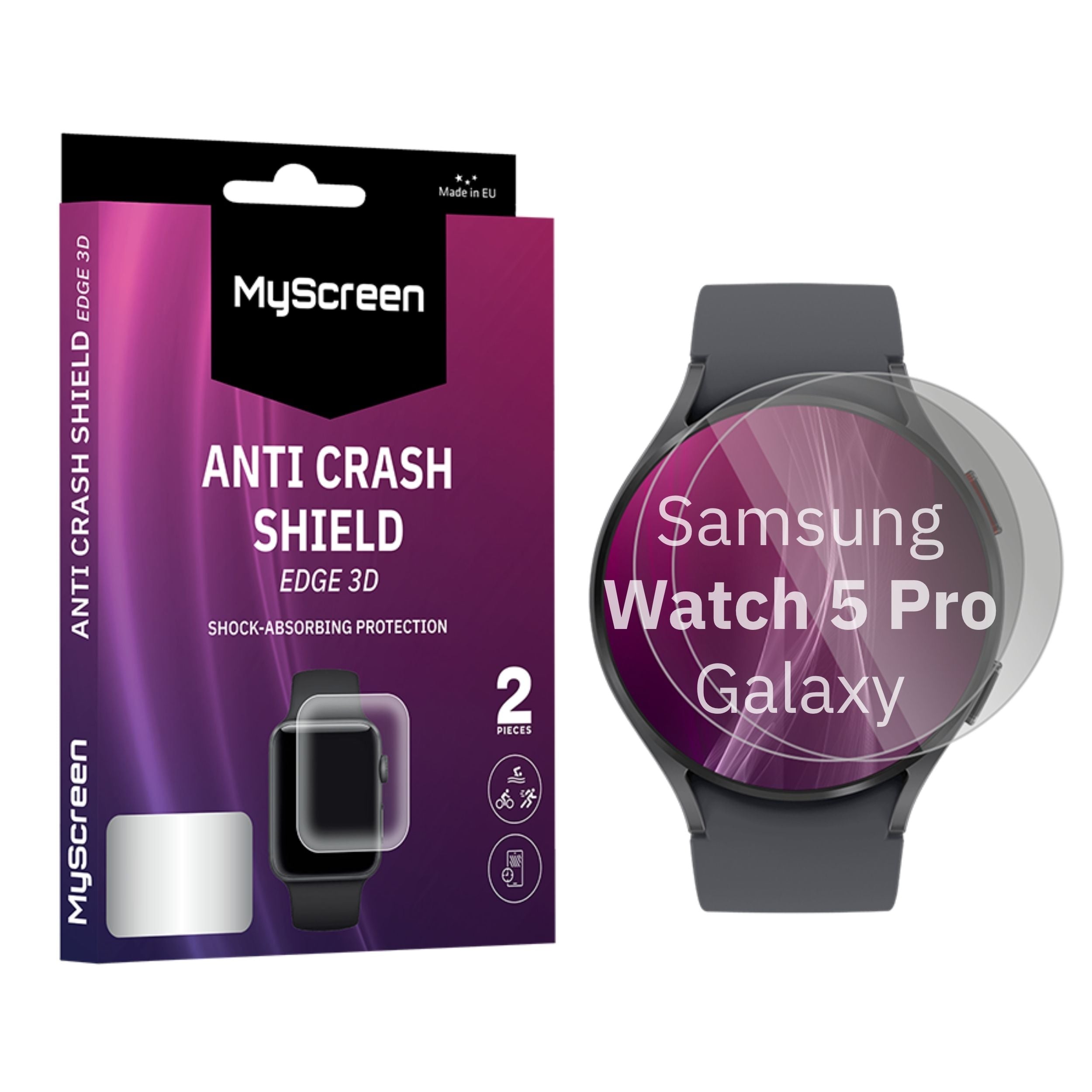 2x Folia ochronna do Samsung Galaxy Watch 5 Pro AntiCRASH SHIELD edge3D