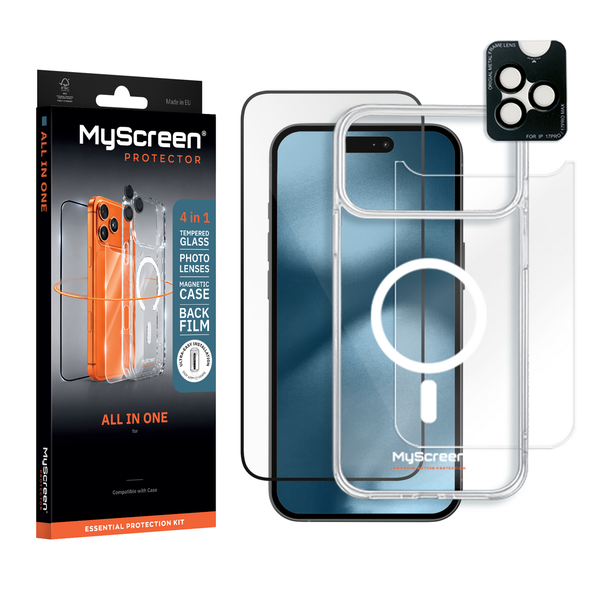 Zestaw ochronny MyScreen ALL IN ONE 4w1 do Apple iPhone 17 Pro