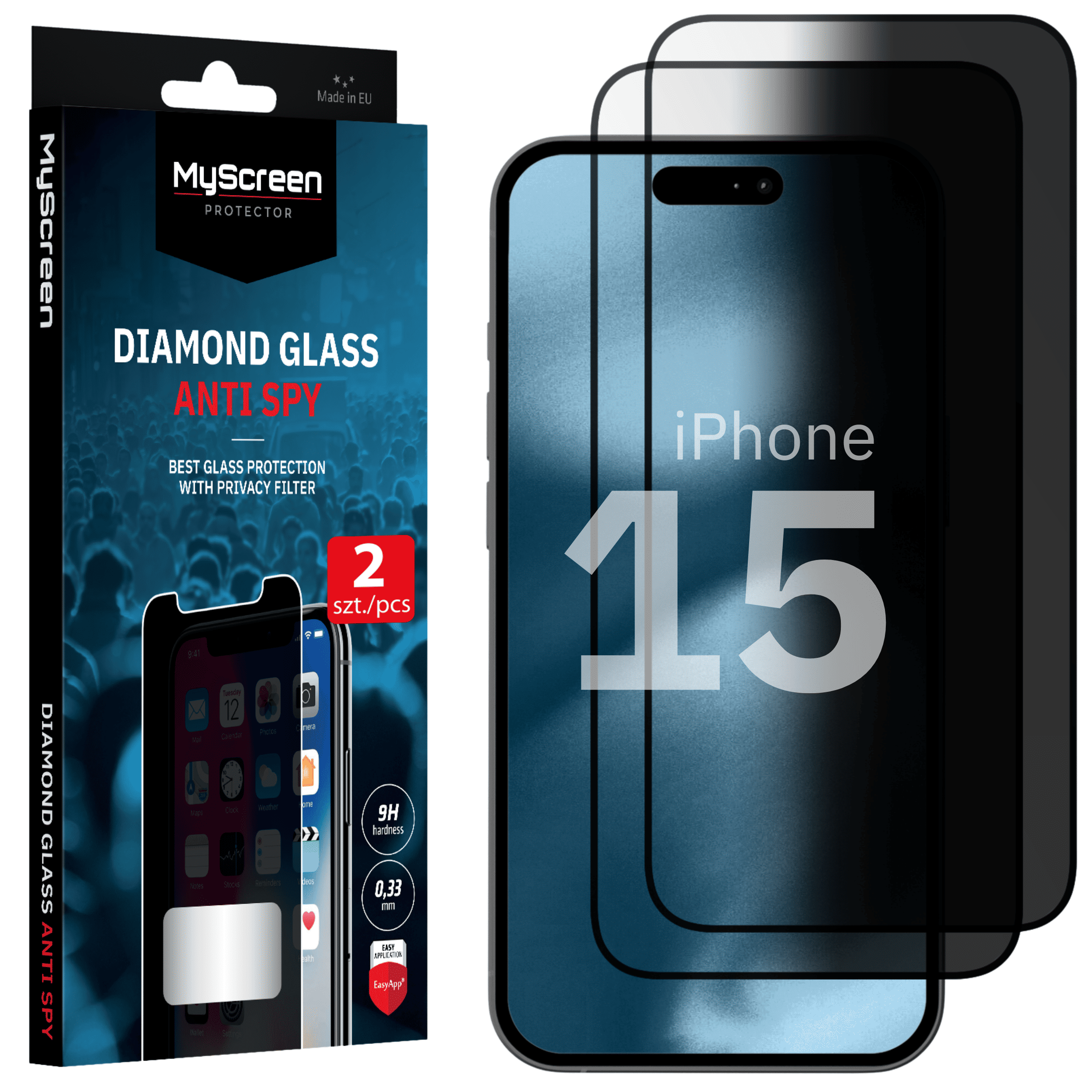 2x Szkło hartowane prywatyzujące iPhone 15 6.1 MyScreen DIAMOND GLASS AntiSPY