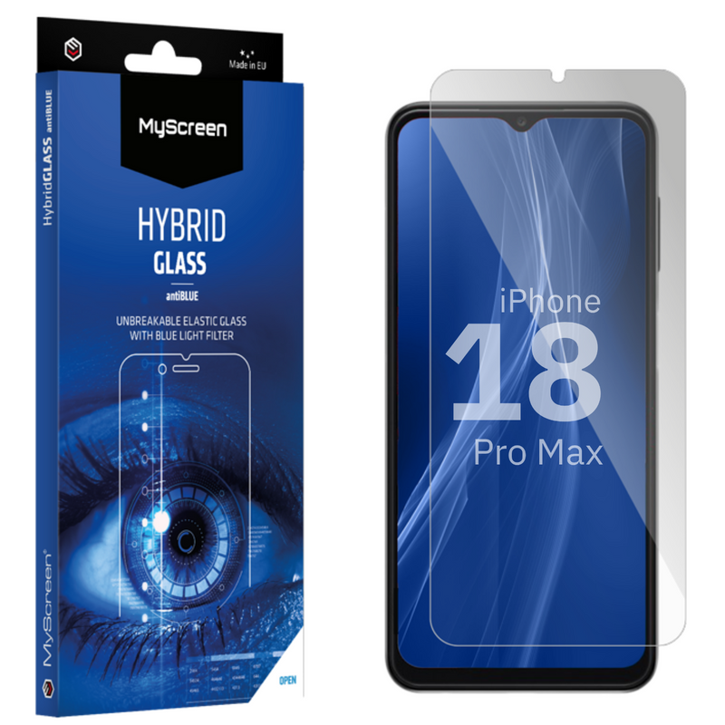 Apple iPhone 18 Pro Max - Szkło hybrydowe z filtrem światła niebieskiego MyScreen HYBRID GLASS AntiBLUE