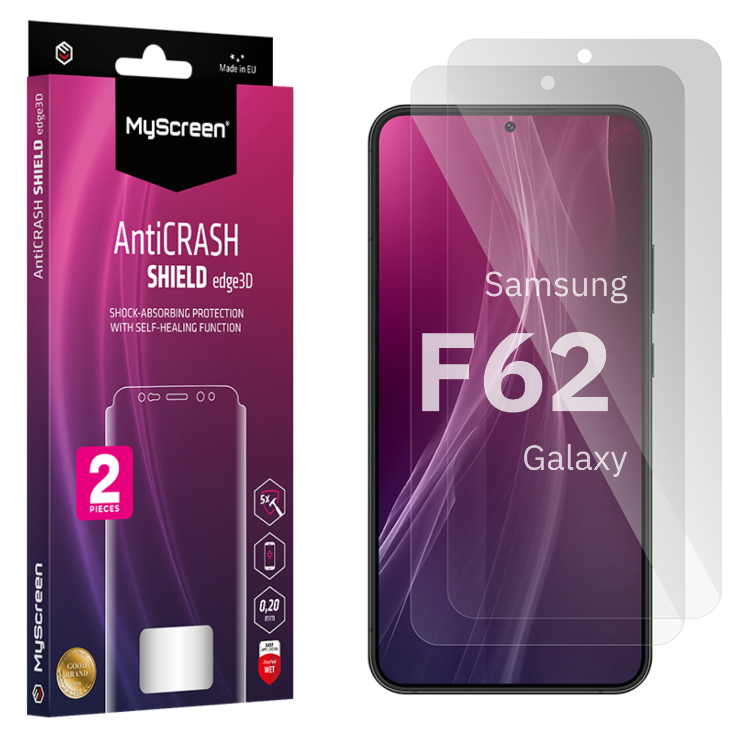2x Folia ochronna do  Samsung Galaxy F62 AntiCRASH SHIELD edge3D