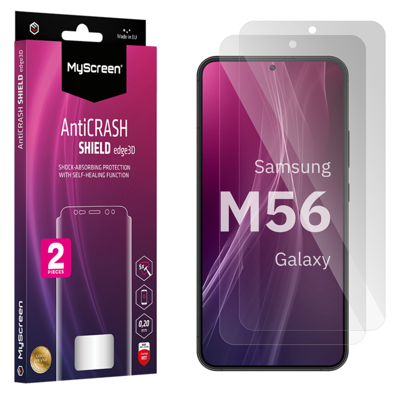 2x Folia ochronna do  Samsung Galaxy M56 AntiCRASH SHIELD edge3D