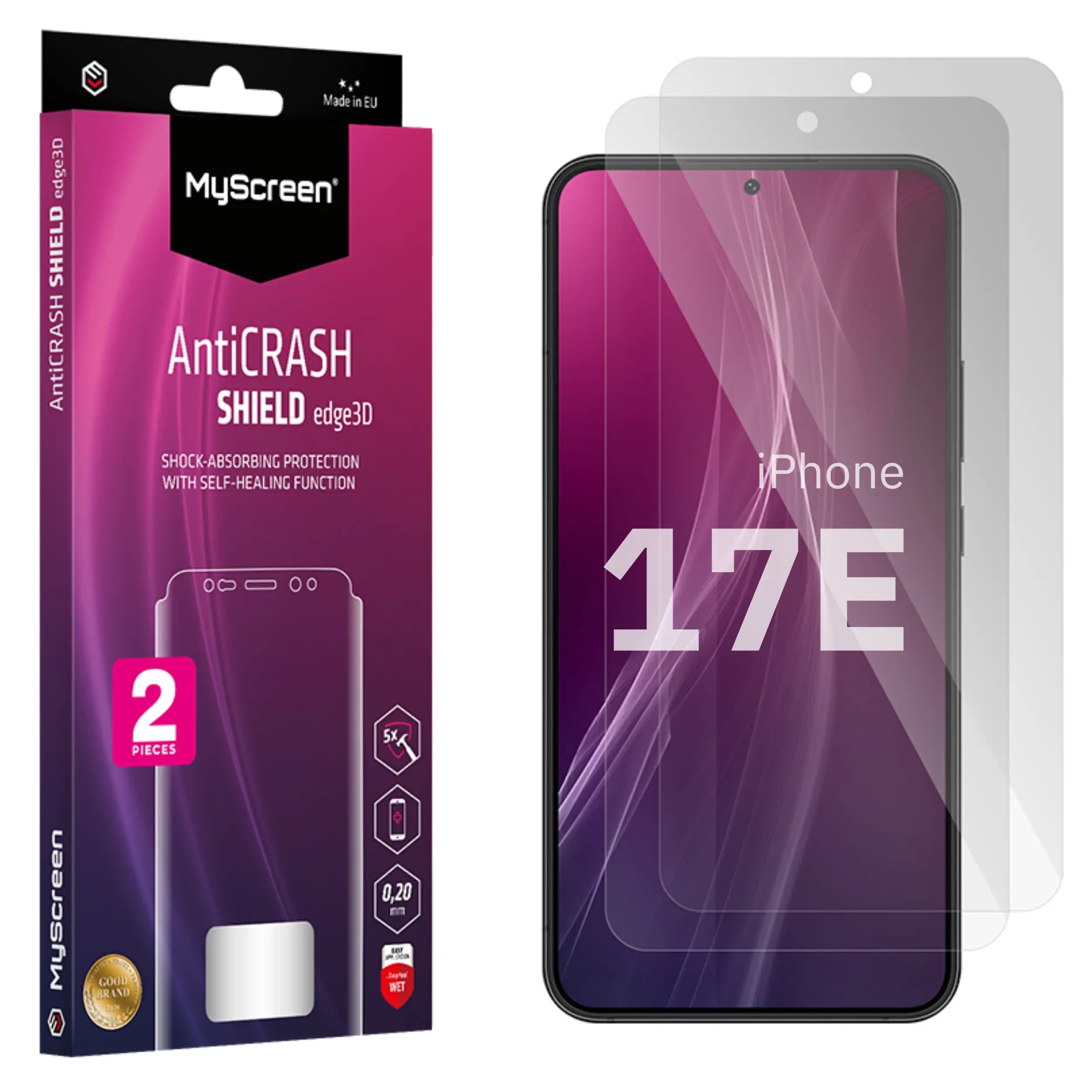 2x Folia ochronna do  Apple iPhone 17E AntiCRASH SHIELD edge3D