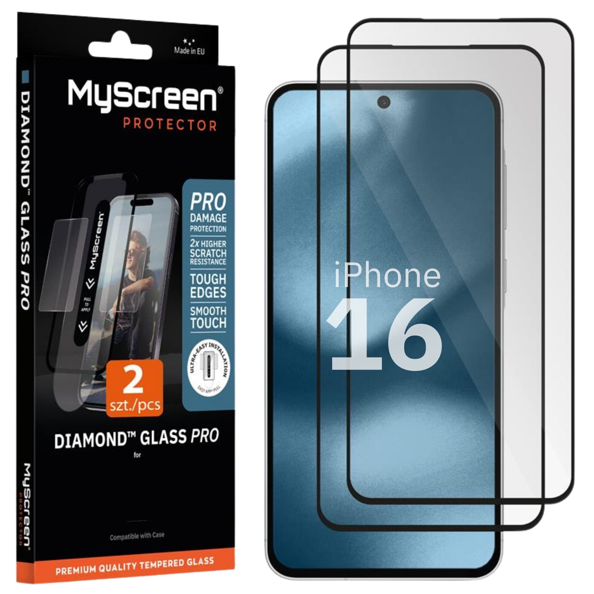 2x Szkło hartowane do Apple iPhone 16 MyScreen DIAMOND GLASS PRO