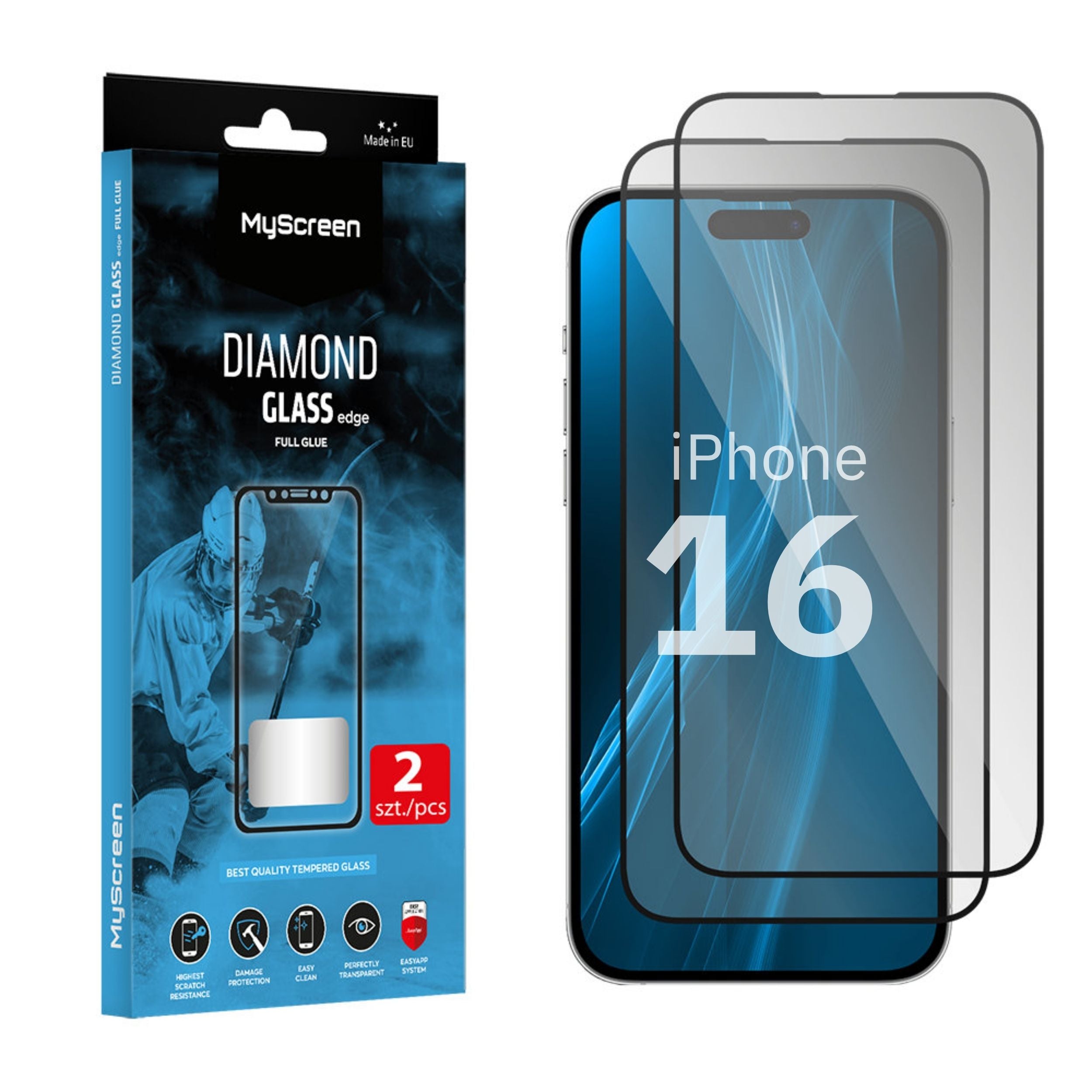 2x Szkło hartowane do iPhone 16 MyScreen DIAMOND GLASS edge